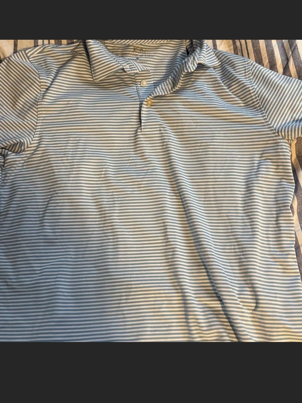 Southern Tide Light Blue and White Striped Polo